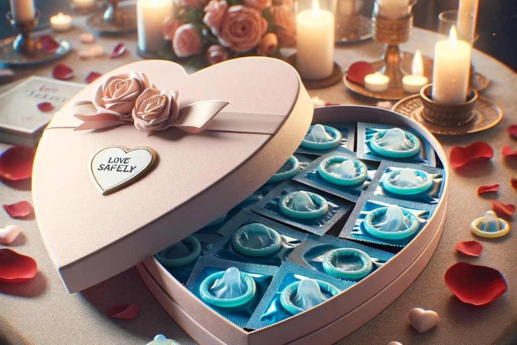 Prezerwatywy w pudełku w kształcie serca na Walentynki